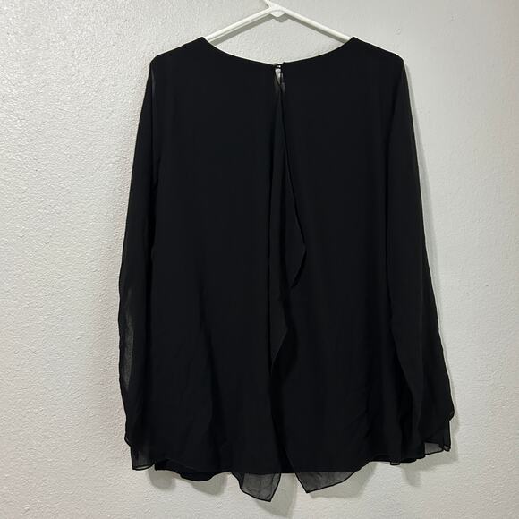 Soft Surroundings Belvedere Tunic Blouse Women’s Medium Black Sheer Sleeve - Picture 7 of 10